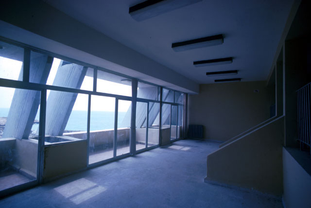 Interior view showing windows looking to coats