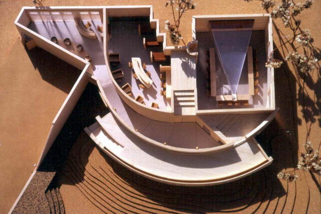 Scale model, interior spaces viewed from above