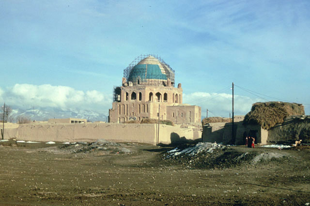 Exterior view from southwest, during restoration