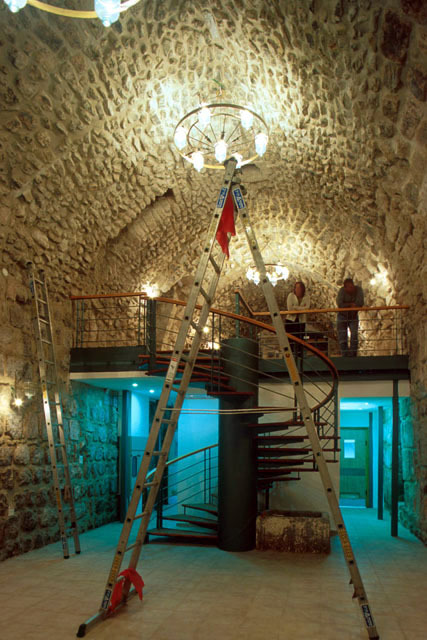 Interior view of basement after restoration (now used as café)