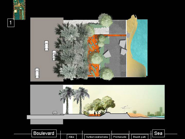 Doha Corniche Competition, D. Paysages Submission - Road plan and section