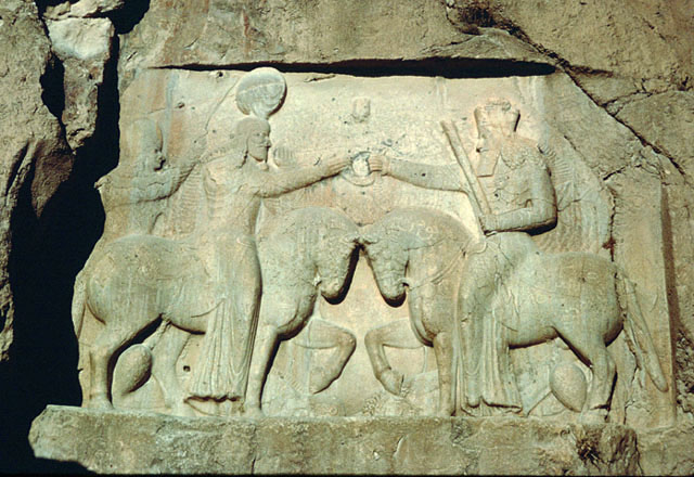 First relief: Investiture of Ardashir I  by Ahura-Mazda, general view