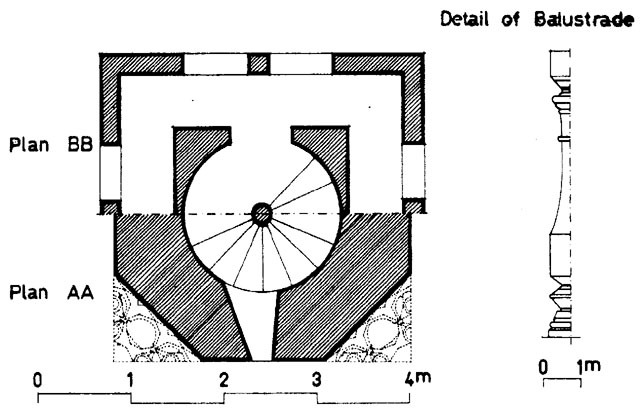 Minaret: plan and balustrade detail