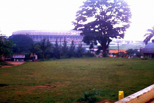 Bweyogerere Mosque - View of Mandela National Stadium from mosque complex