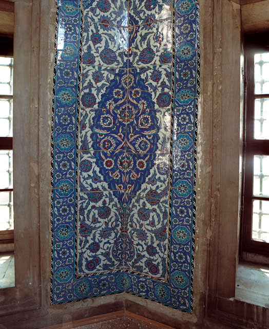 Interior detail; Iznik tile panel at corner