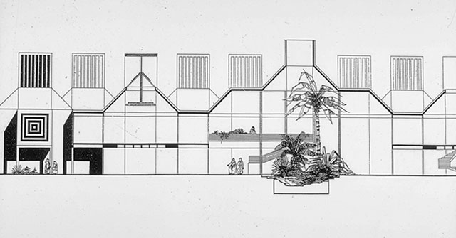 B&W drawing, section