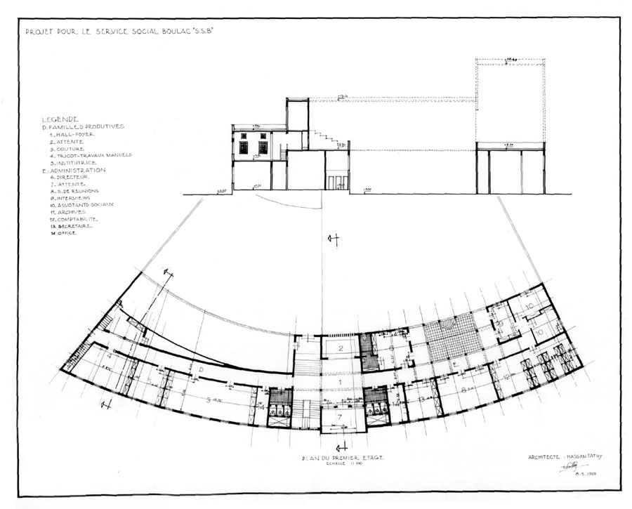 Design drawing: First floor plan with section