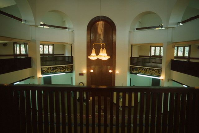 Interior view from gallery towards mihrab of prayer hall