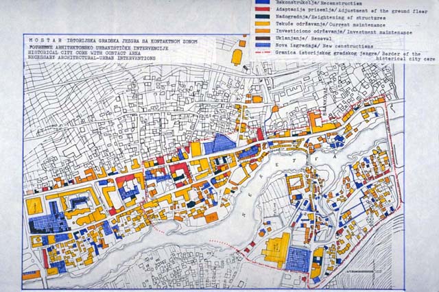 Map of historic core marking proposed reconstruction interventions