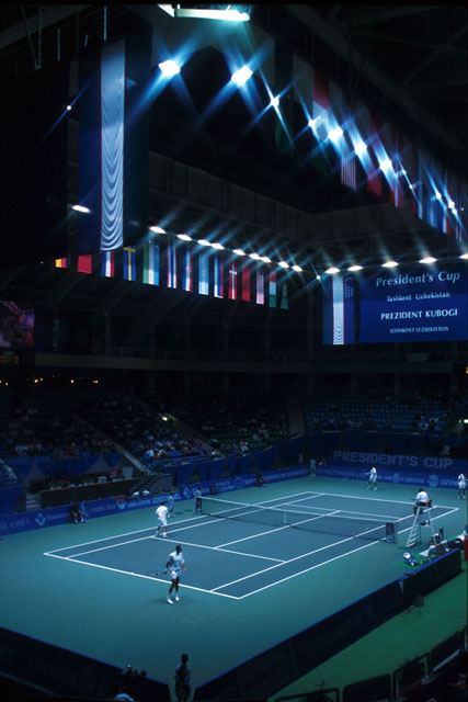 Interior view, showing stadium lighting