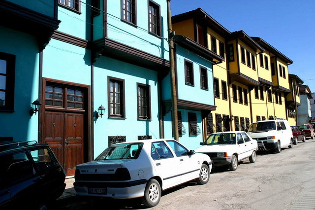 General view of street with restored houses