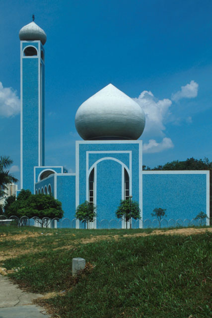 Exterior view showing façade and minaret