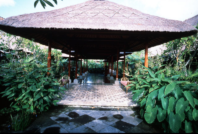 View along covered passage