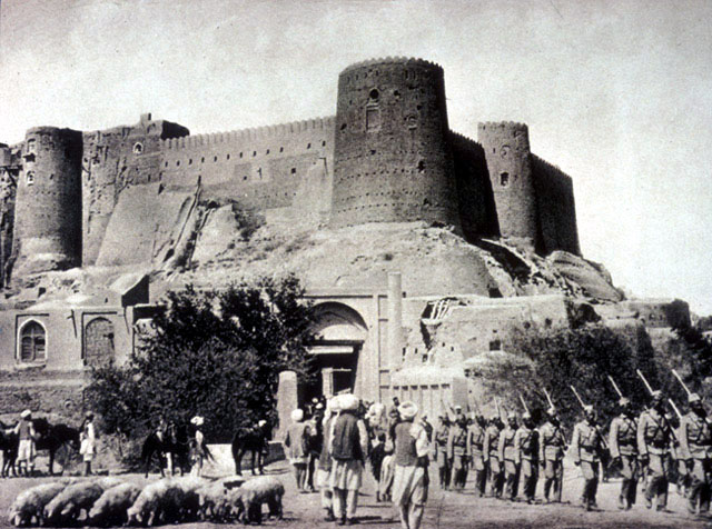 Exterior view from southeast, showing ramparts of the Upper Citadel circa 1916-1917