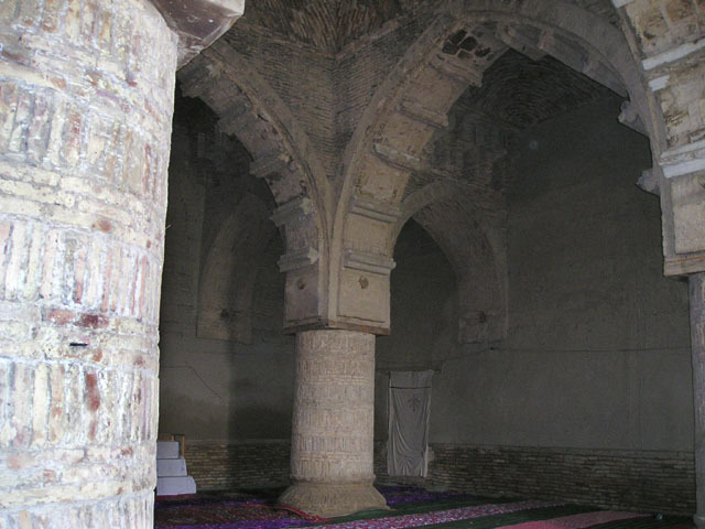 Interior view showing arcade with decorated soffits