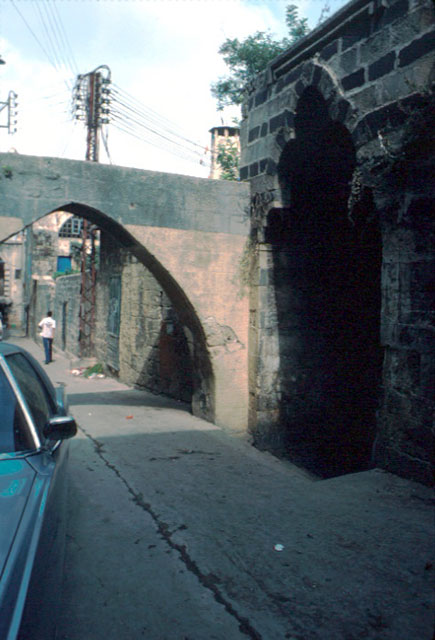 Entrance portal, street view looking west