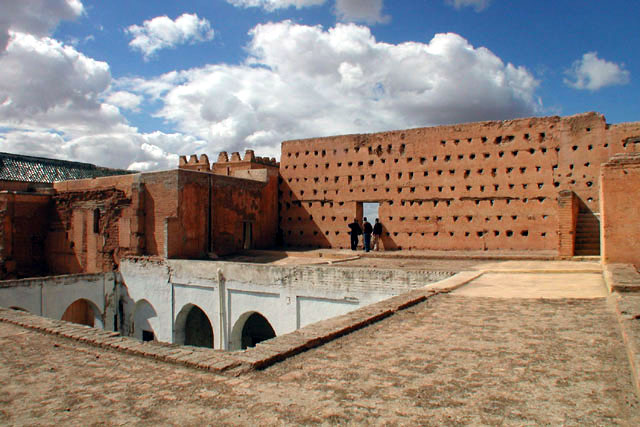 The Kasbah wall and courtyard in the foreground