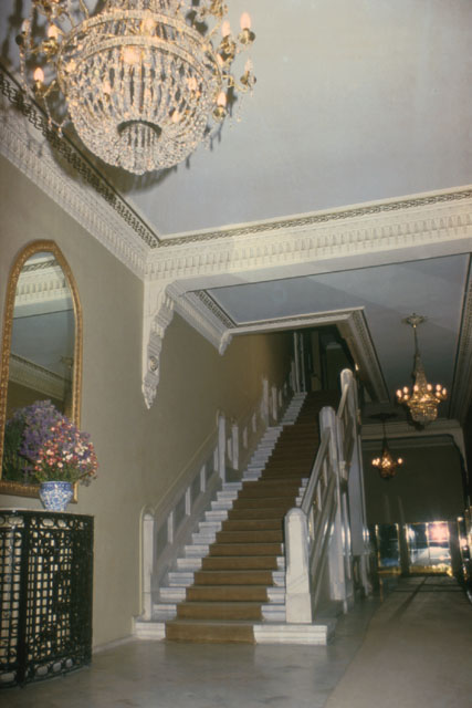 Interior view of entrance foyer showing opulent décor