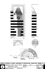 Madrasa al-Nasiriyya - Drawing of the building, based on survey: Portal plan, section, elevation, and details.