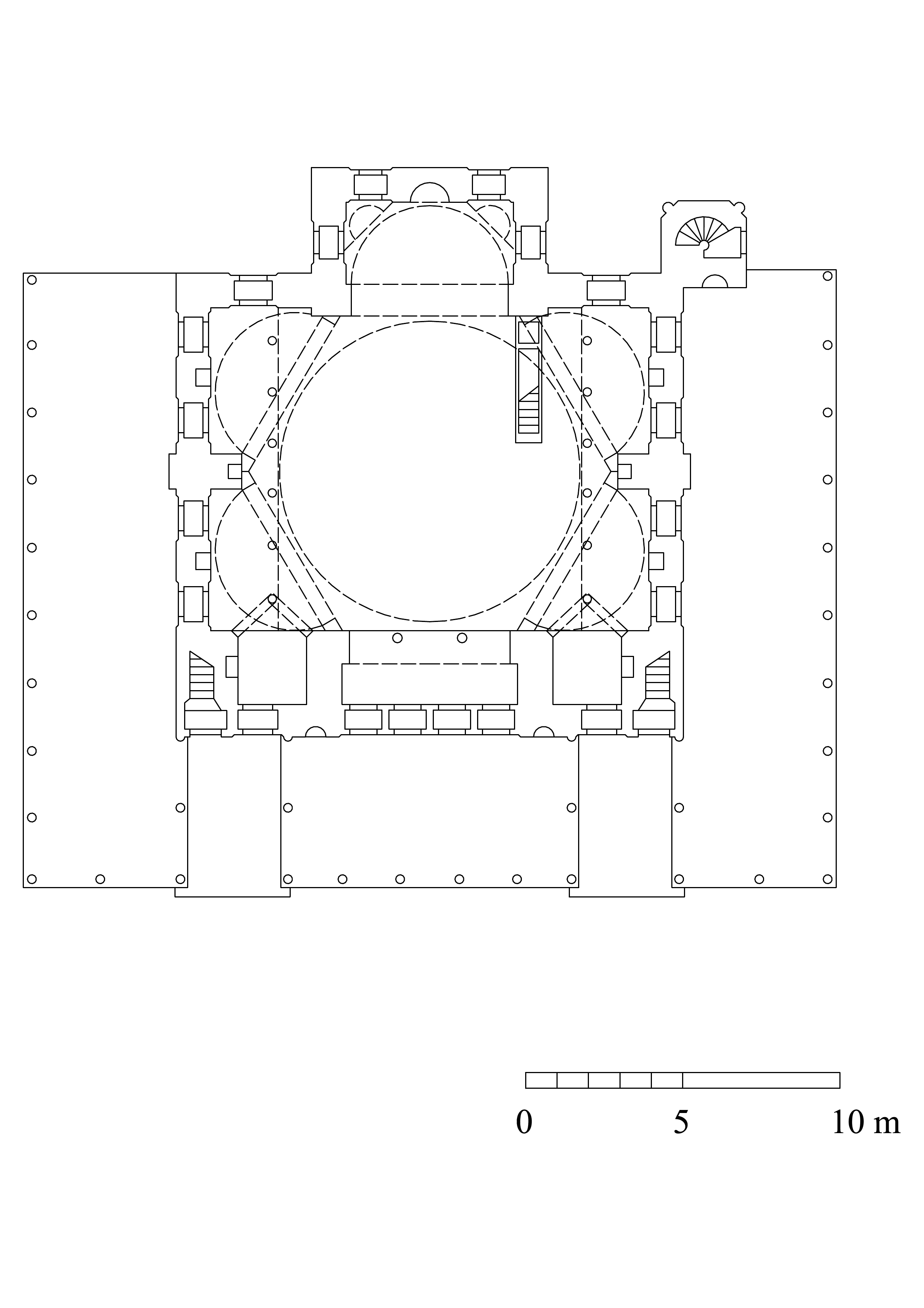 Ivaz Efendi Mosque - Floor plan with hypothetical reconstruction of wooden porticoes. DWG file in AutoCAD 2000 format. Click the download button to download a zipped file containing the .dwg file.
