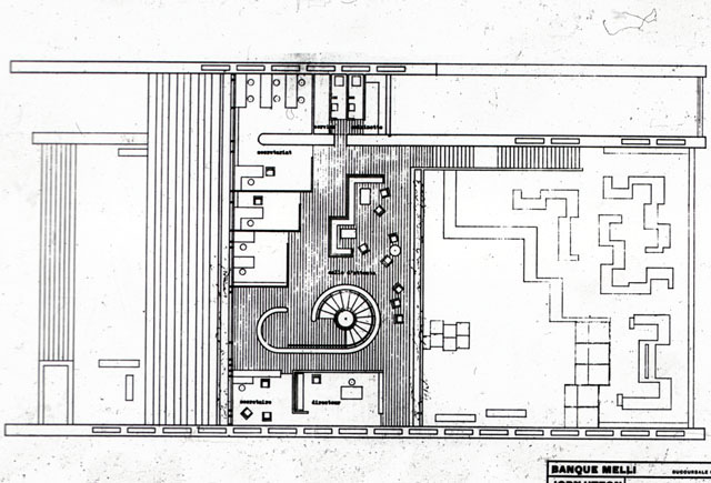 Bank Melli - B&W drawing, floor plan