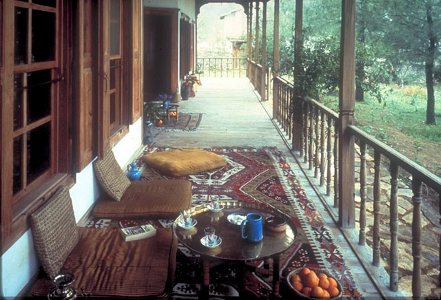 View along covered porch