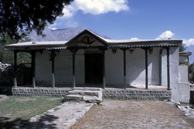 Khaplu Palace Restoration - Eastern (street) view of residence located to the east of the fort courtyard, flanked by gated alleyway leading into the courtyard