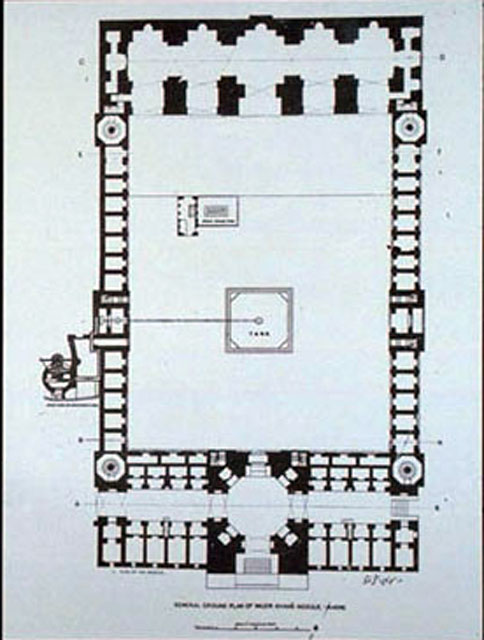 Masjid Wazir Khan - B&W drawing, floor plan