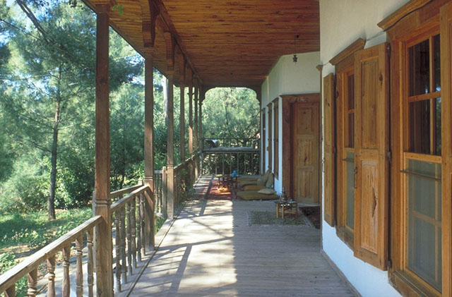 View along covered porch