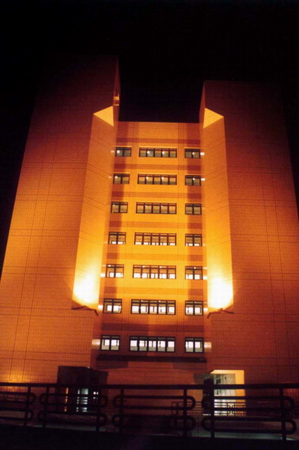 Rear façade on Johnston street, night view