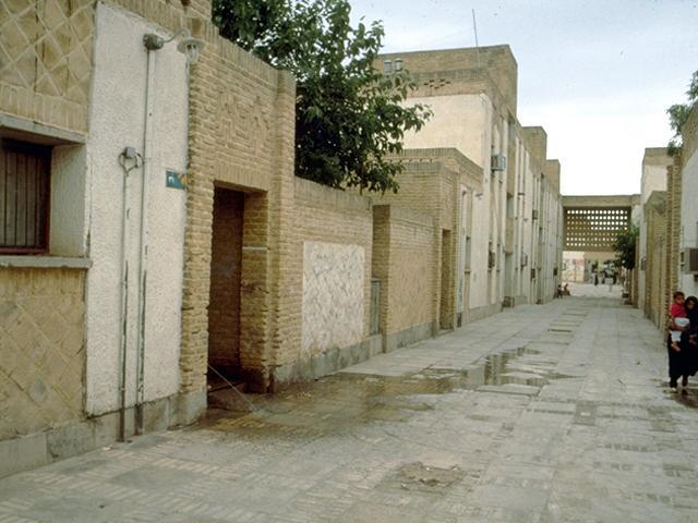 Private residences along an internal pedestrian street