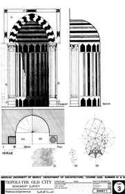 Madrasa al-Qartawiyya - Drawing of the building, based on survey: Mihrab plan, section, elevation and details.