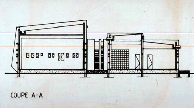Agadez Courthouse - B&W drawing, cross-section