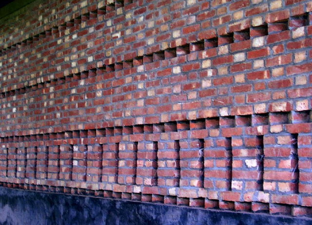Exterior detail; brick wall