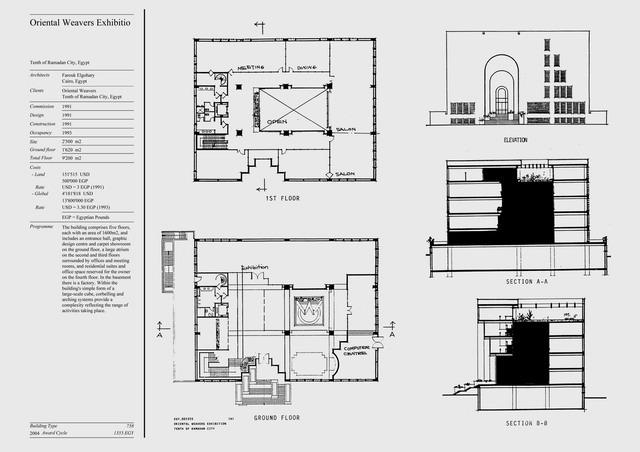 Presentation panel with floor plans, elevations and sections