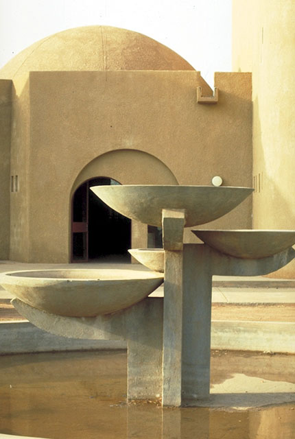 Fountain and sculpture in the main entry