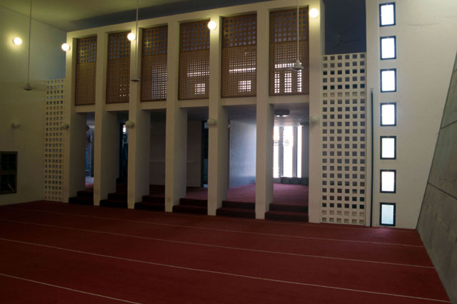 Interior view showing decorative screens