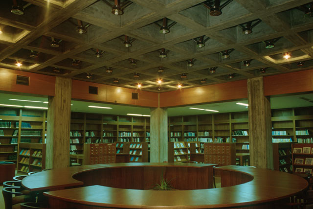 Interior view showing reading room and stacks