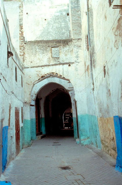 Alleyway, showing arched covered area