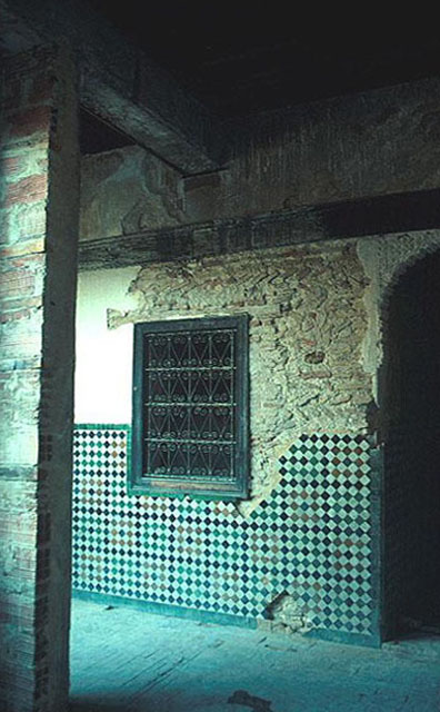 Interior,  glazed tile dado and exposed brick construction