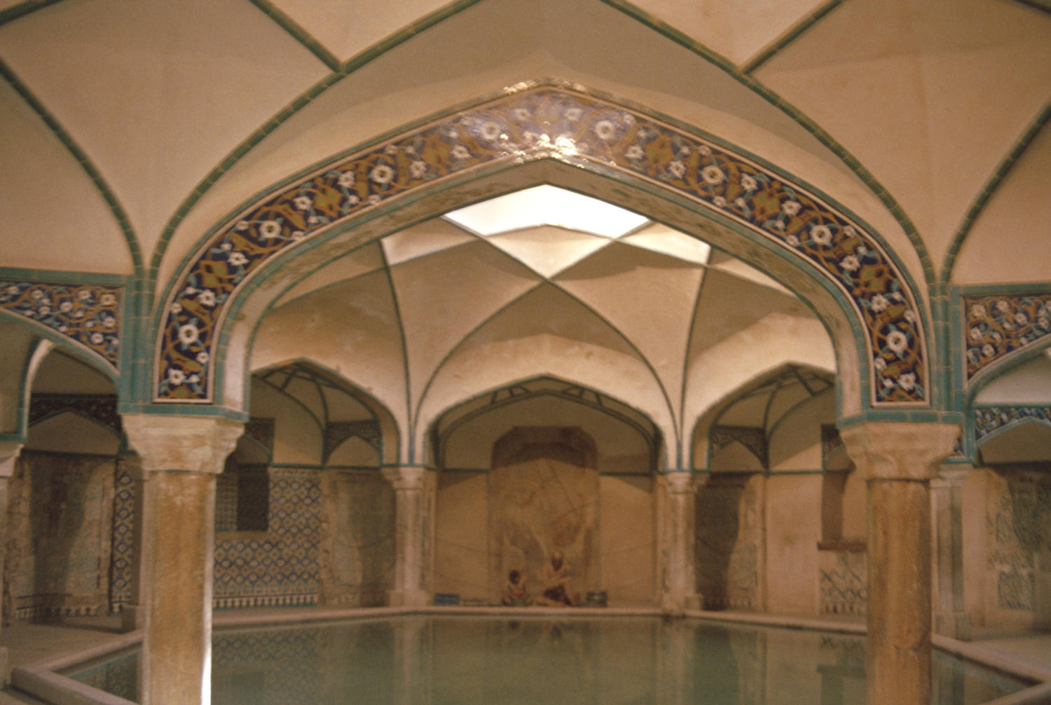 Interior view of the baths, central pool in hot room.