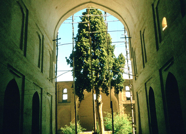 Interior view of sanctuary iwan, looking northeast at courtyard
