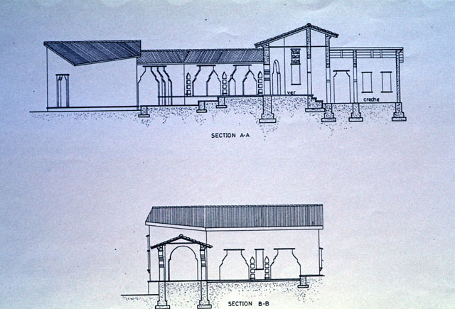 Community Center - B&W drawing, cross-section