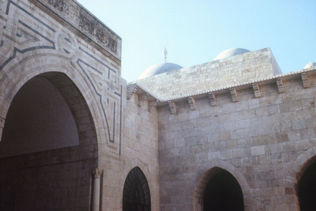 Exterior detail showing elaborate ablaq stone work and pointed arches