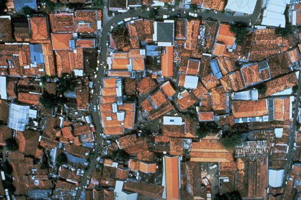 <p>Aerial view, showing the high density</p>
