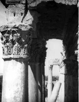 Close view of columns at Roman temple