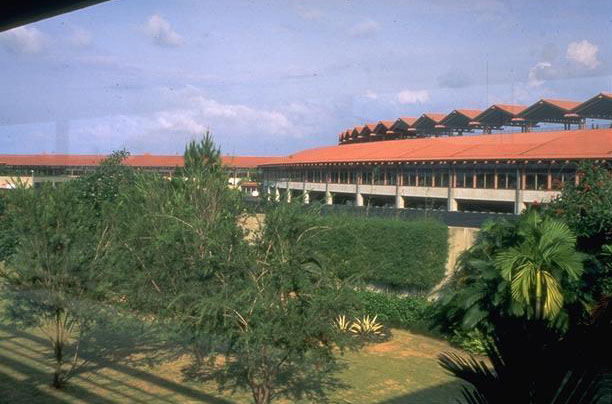 Main terminal with landscaping in foreground