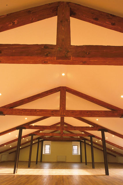 Interior detail showing wooden beam construction