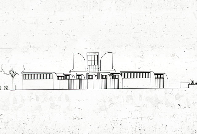 Museum of Contemporary Art - B&W drawing, elevation
