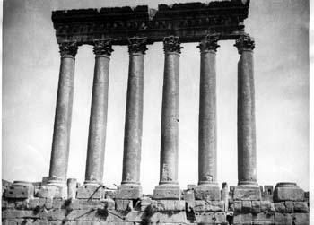 View of Roman temple columns